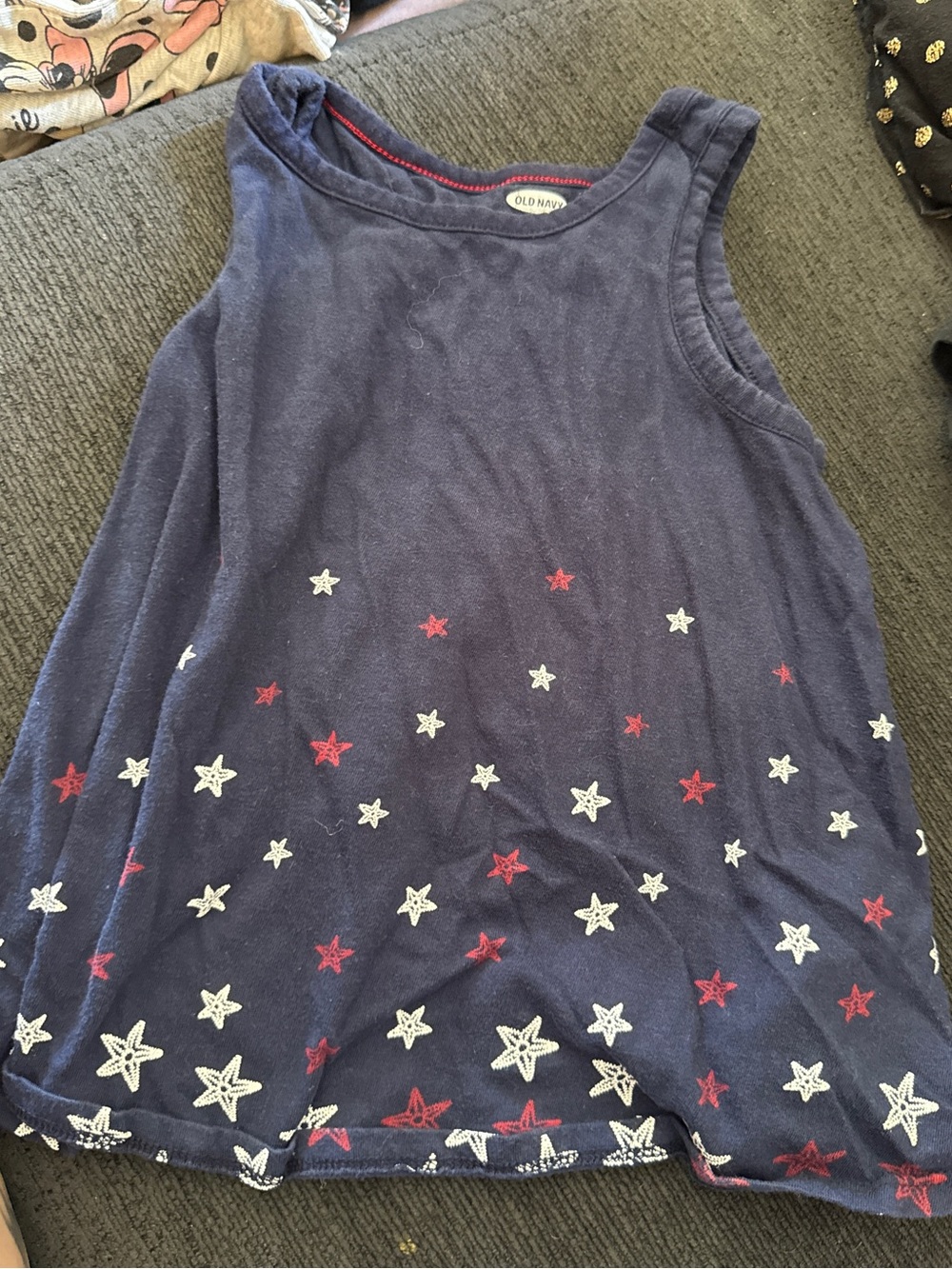 Old Navy Navy Tank Top with Red & White Star Print